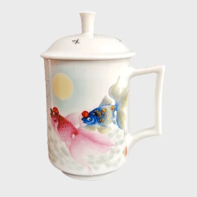 Hand-Painted Goldfish Ceramic Tea Cup