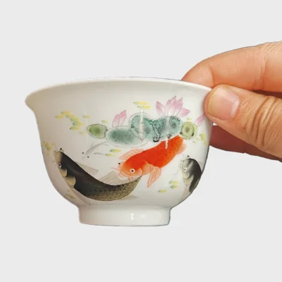 Lotus & Koi Fish Ceramic Tea Cup