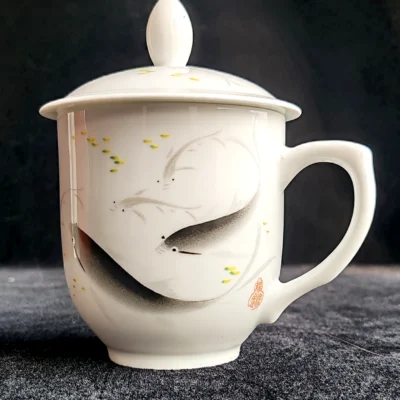 Jingdezhen Hand-Painted Koi Fish Teacup