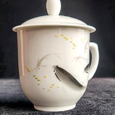 Jingdezhen Hand-Painted Koi Fish Teacup