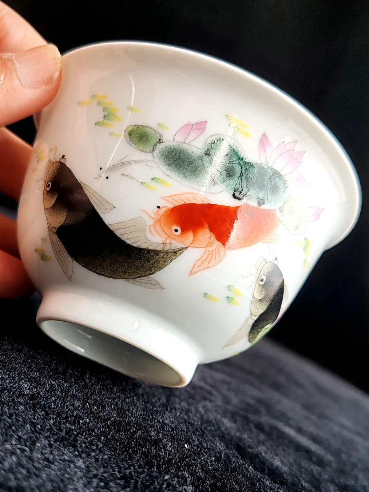 Lotus & Koi Fish Ceramic Tea Cup