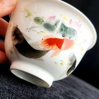 Lotus & Koi Fish Ceramic Tea Cup