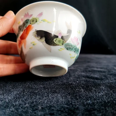 Lotus & Koi Fish Ceramic Tea Cup