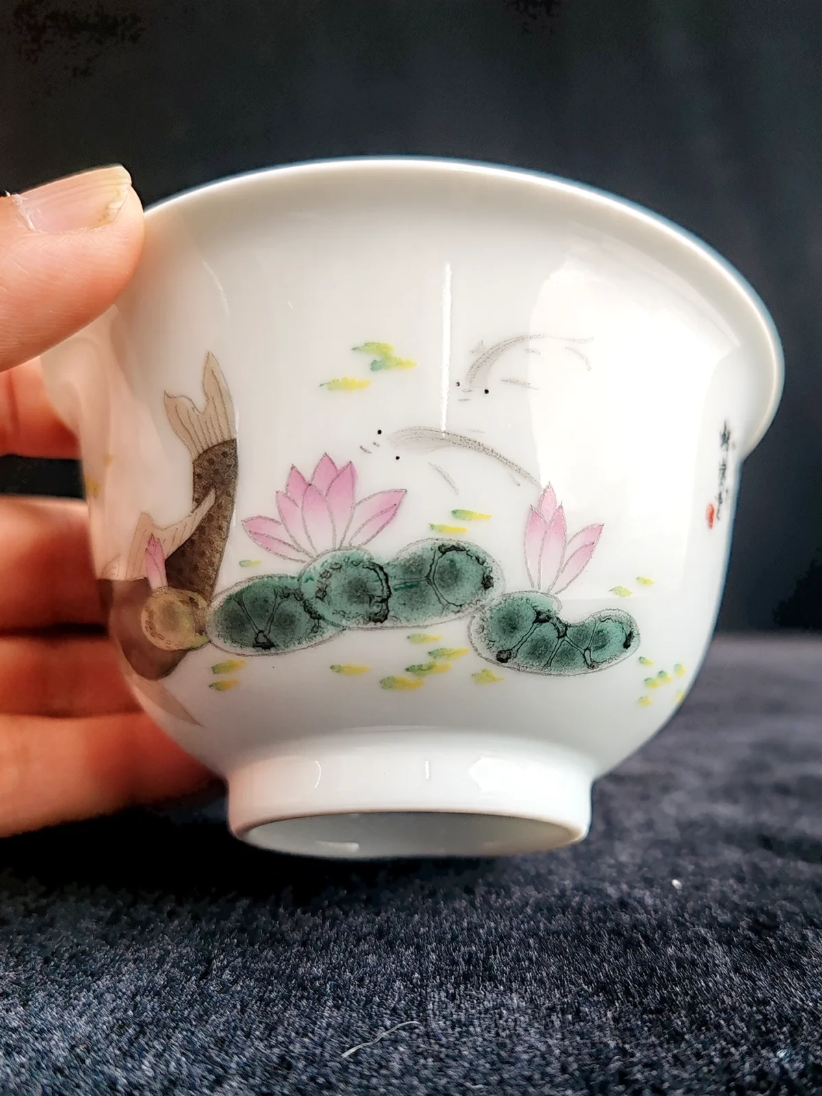 Lotus & Koi Fish Ceramic Tea Cup