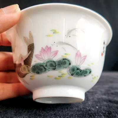Lotus & Koi Fish Ceramic Tea Cup
