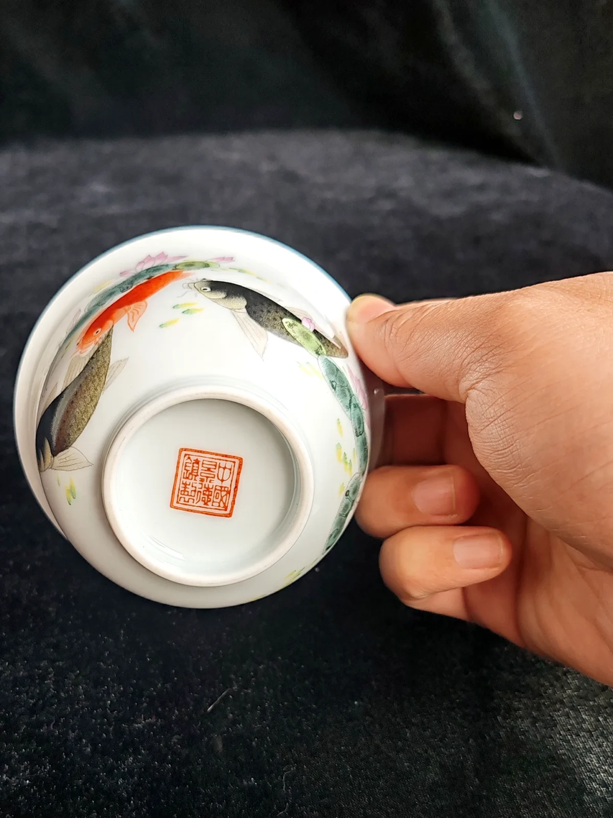 Lotus & Koi Fish Ceramic Tea Cup