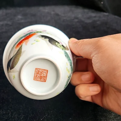 Lotus & Koi Fish Ceramic Tea Cup