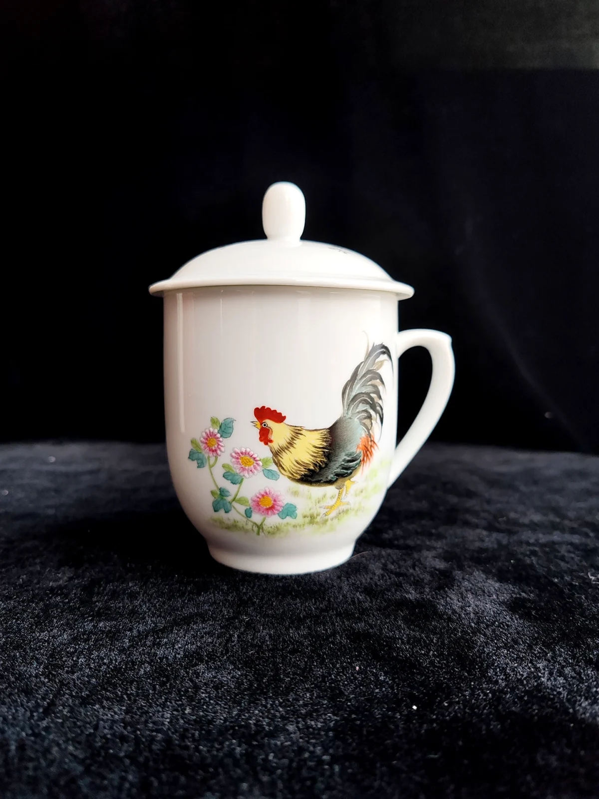Rooster & Chrysanthemum Ceramic Tea Cup