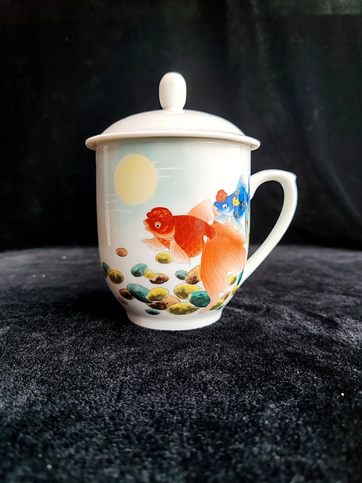 Goldfish & Pebble Hand-Painted Teacup