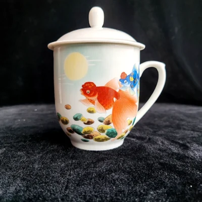 Goldfish & Pebble Hand-Painted Teacup