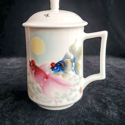 Moonlit Goldfish Ceramic Tea Cup