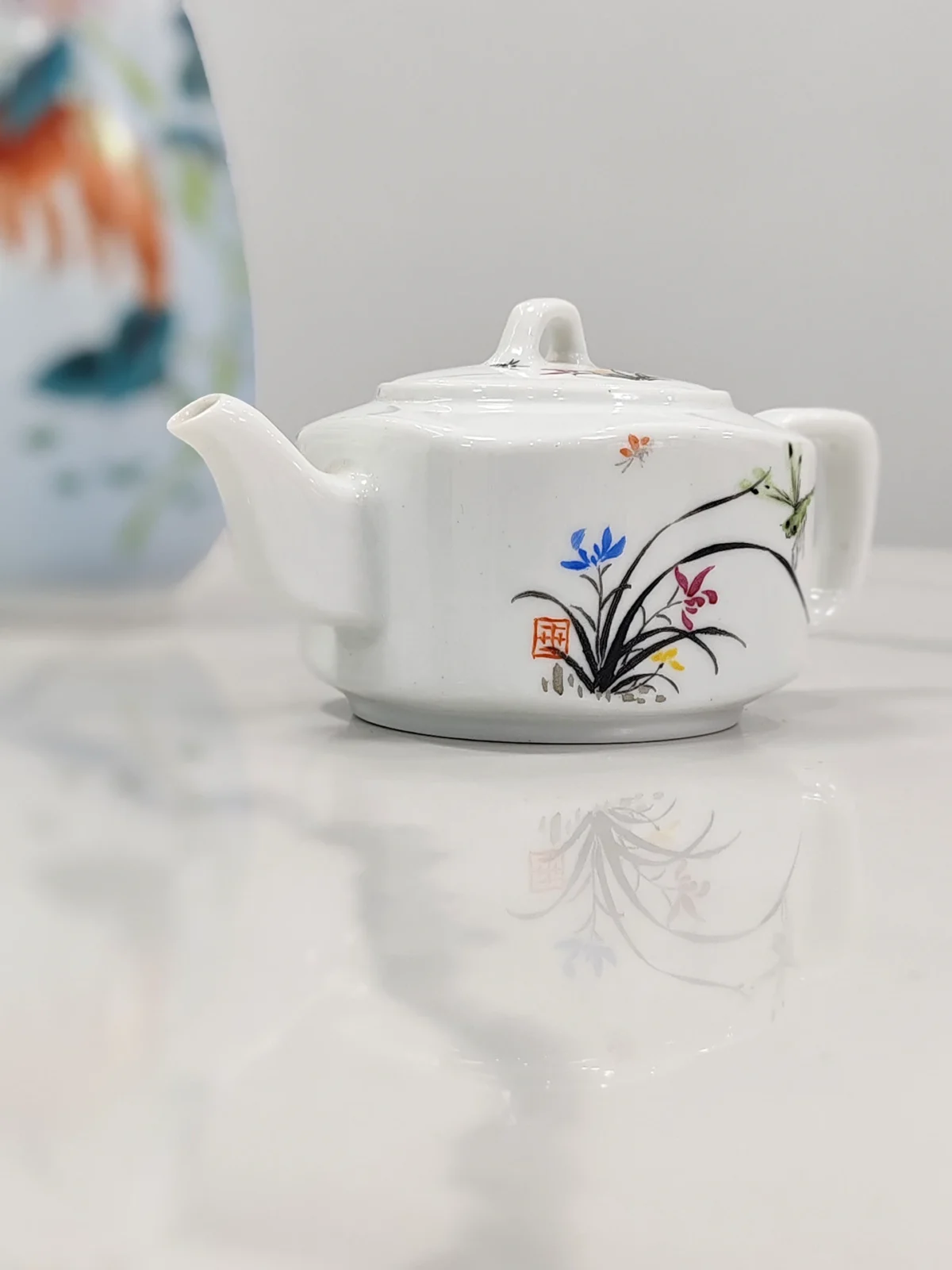 Orchid Ceramic Teapot  Hand-Painted