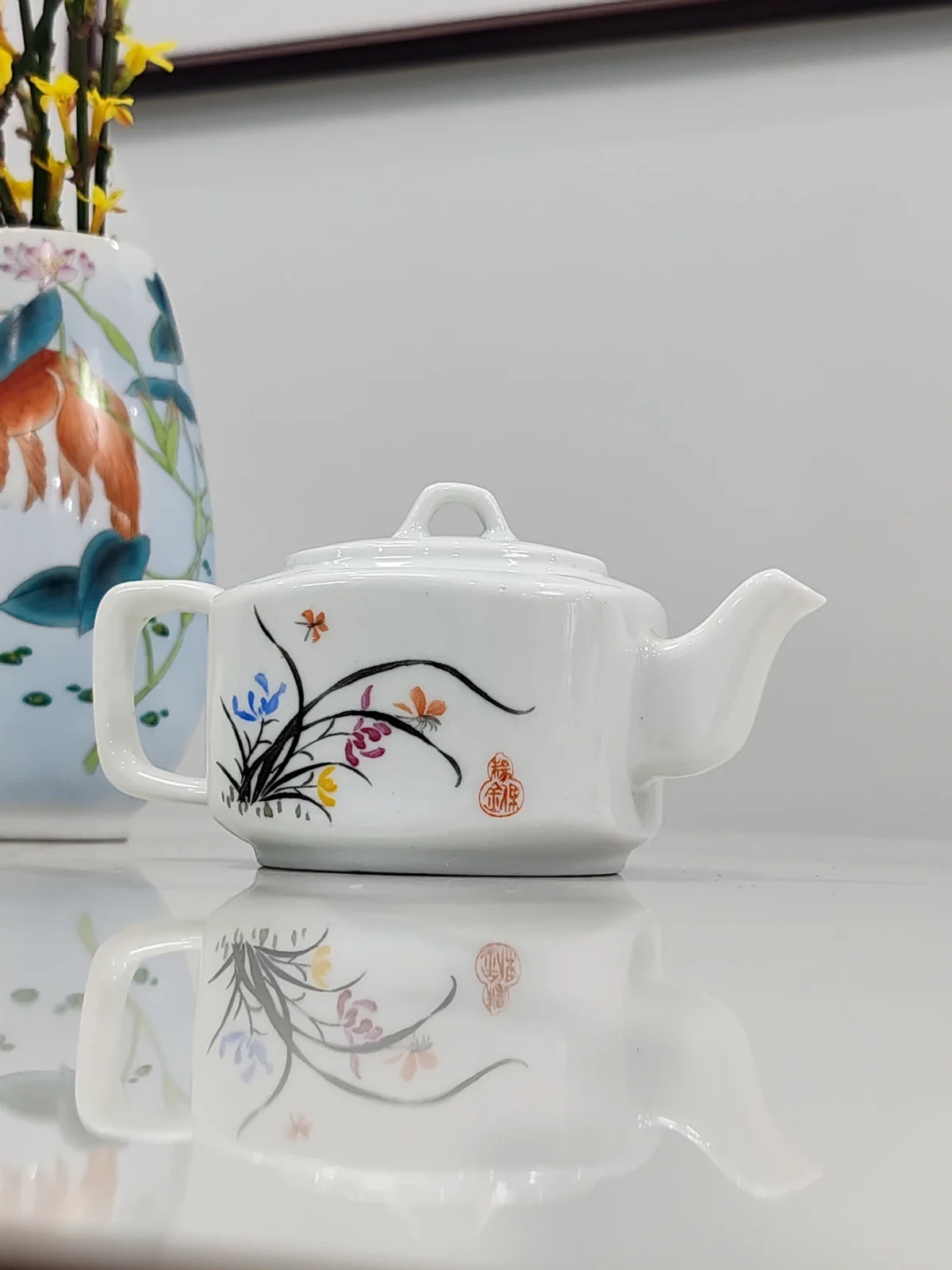 Orchid Ceramic Teapot  Hand-Painted