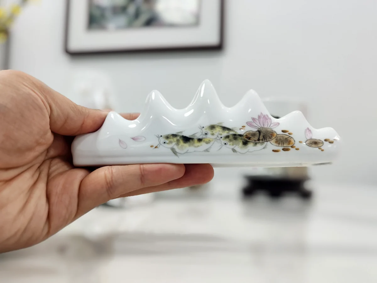 Dried Lotus porcelain calligraphy set - Nature's Meditation for Your Workspace