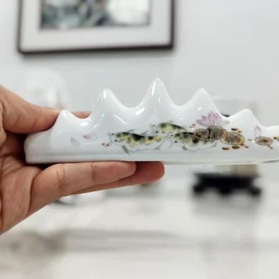 Dried Lotus porcelain calligraphy set - Nature's Meditation for Your Workspace