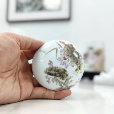 Dried Lotus porcelain calligraphy set - Nature's Meditation for Your Workspace