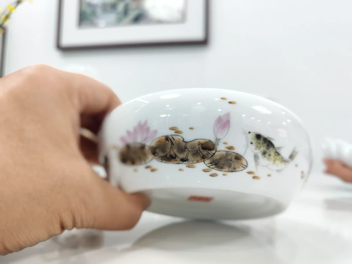 Dried Lotus porcelain calligraphy set - Nature's Meditation for Your Workspace