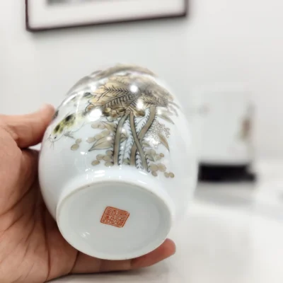 Dried Lotus porcelain calligraphy set - Nature's Meditation for Your Workspace