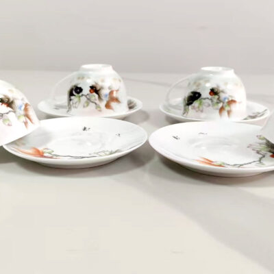 Magnolia & Goldfish Porcelain Collection (Teapot + 4 Cups & Saucers)