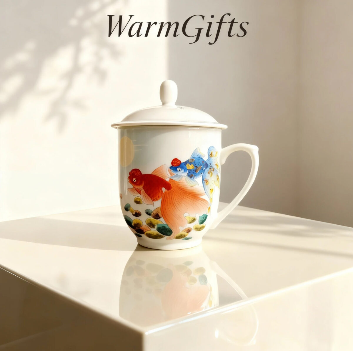 Goldfish & Pebble Hand-Painted Teacup