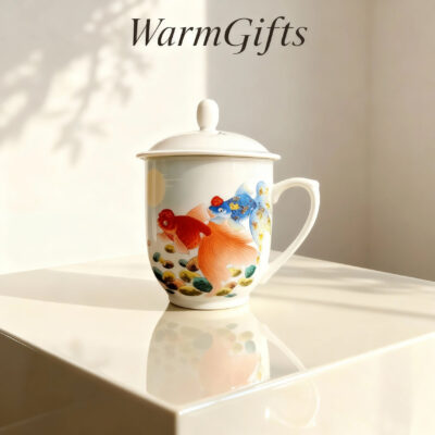 Goldfish & Pebble Hand-Painted Teacup