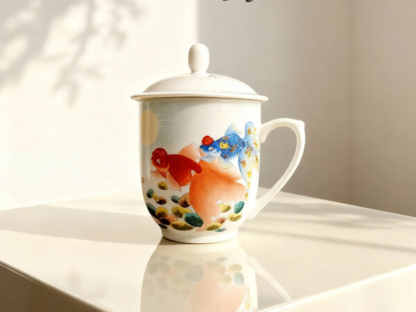 Goldfish & Pebble Hand-Painted Teacup