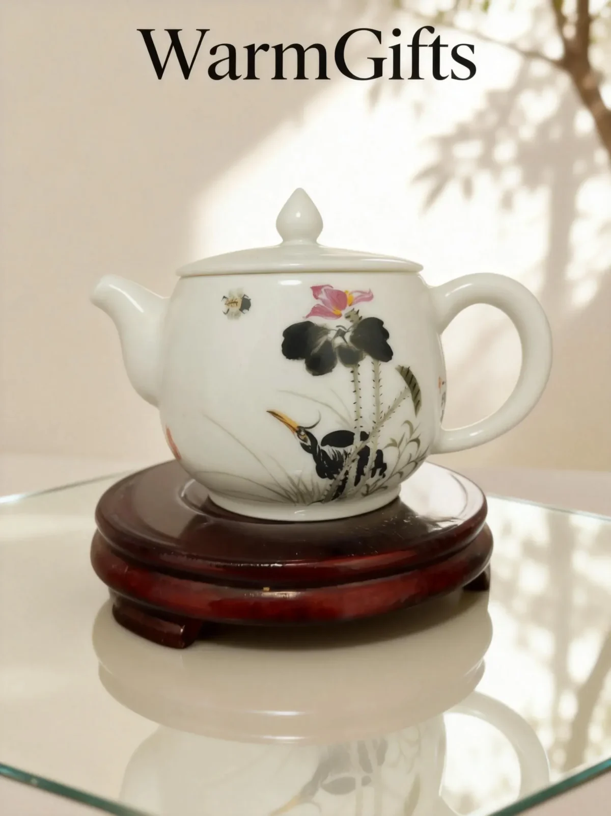 Chahu01 Black Ink Heron Lotus Design