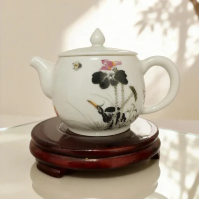 Chahu01 Black Ink Heron Lotus Design