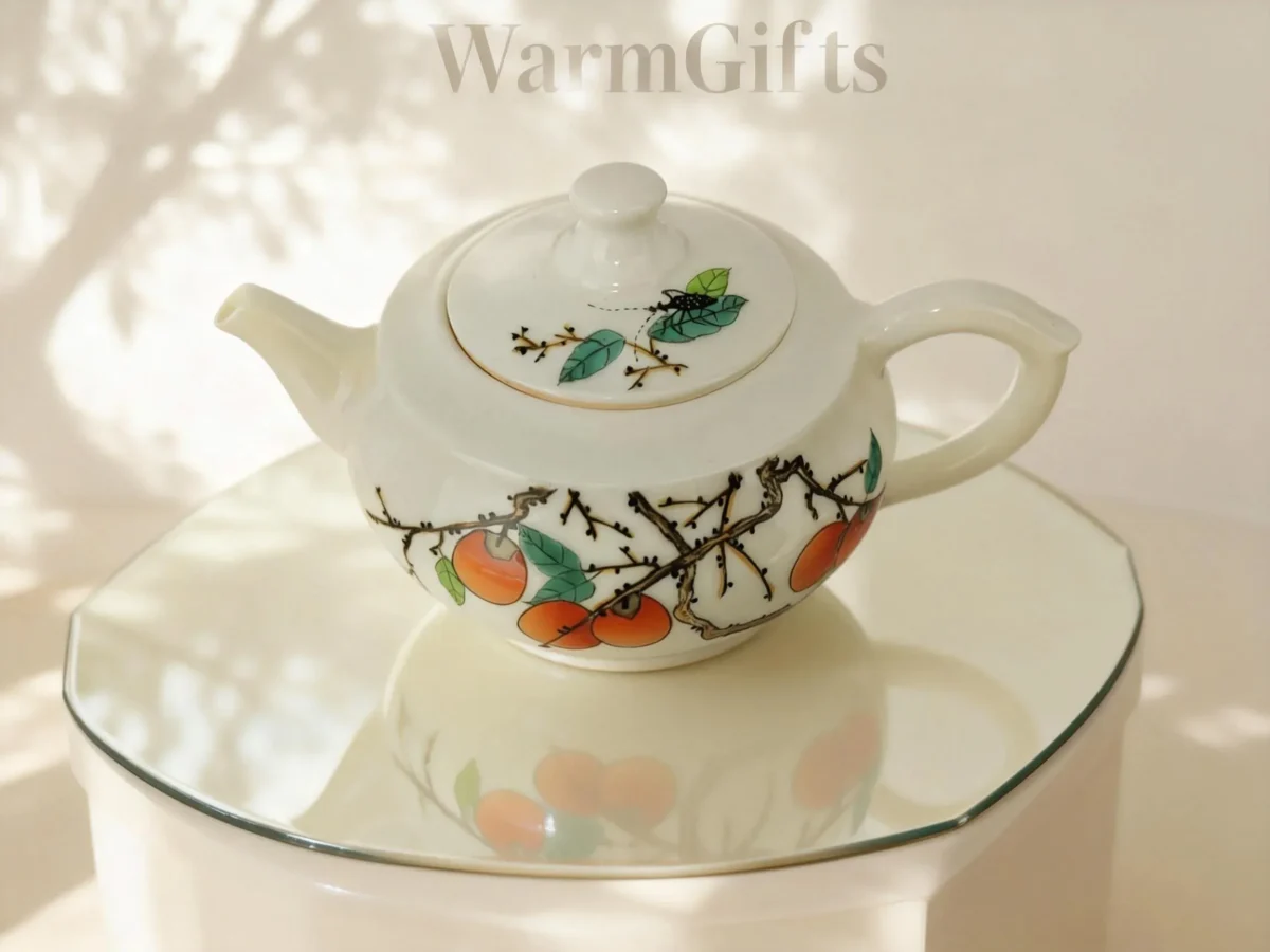 Chahu02 Persimmon Bliss Ceramic Teapot