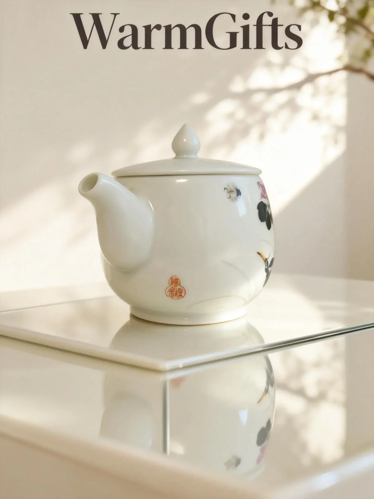 Chahu02 Black Ink Heron Lotus Design