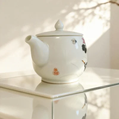 Chahu02 Black Ink Heron Lotus Design