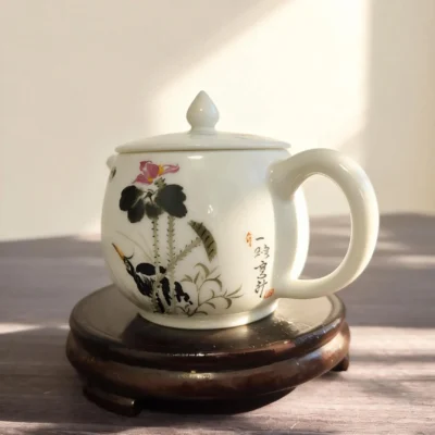 Chahu05 Black Ink Heron Lotus Design