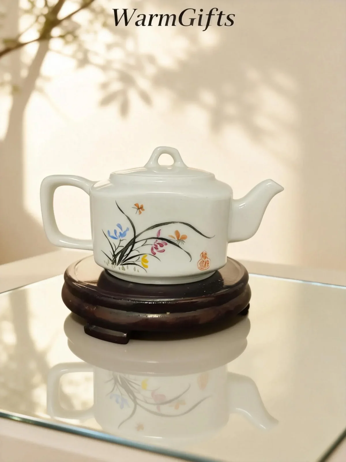 Orchid Ceramic Teapot  Hand-Painted