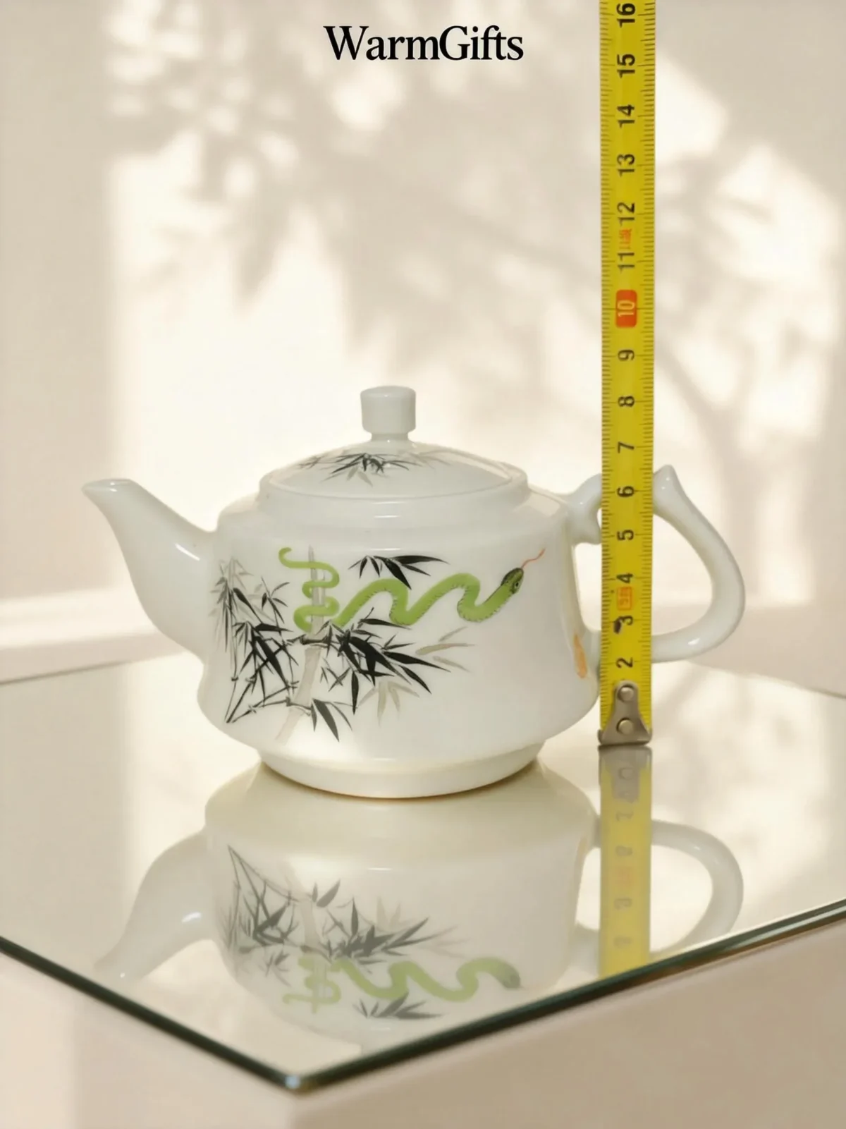 Zhuyeqing04 Hand Painted Teapot with Green Bamboo & Snake