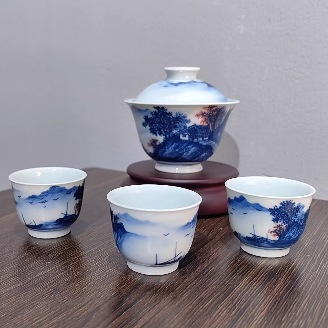 Blue-and-White-Porcelain-Tea-Set