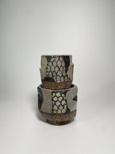 Scale texture close-up ceramic teacup volcanic effect pottery