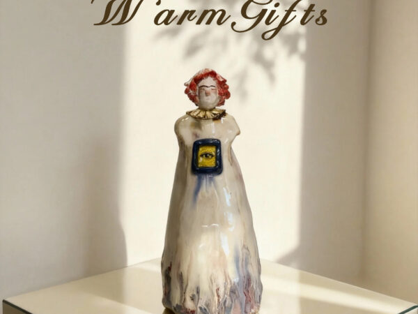 Handcrafted Pottery Figurine Jingdezhen ceramic sculpture side view capturing flowing gown movement