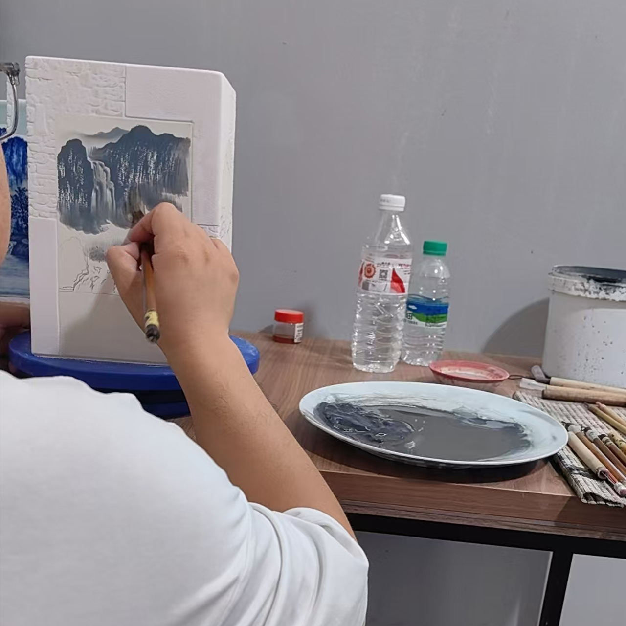 Hand-Painted Cloud Dragon Porcelain Plate