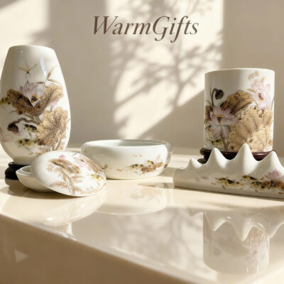 Dried Lotus Porcelain Calligraphy Set