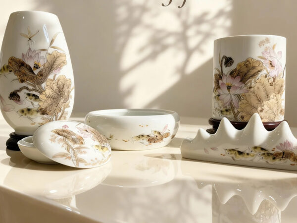 Dried Lotus Porcelain Calligraphy Set