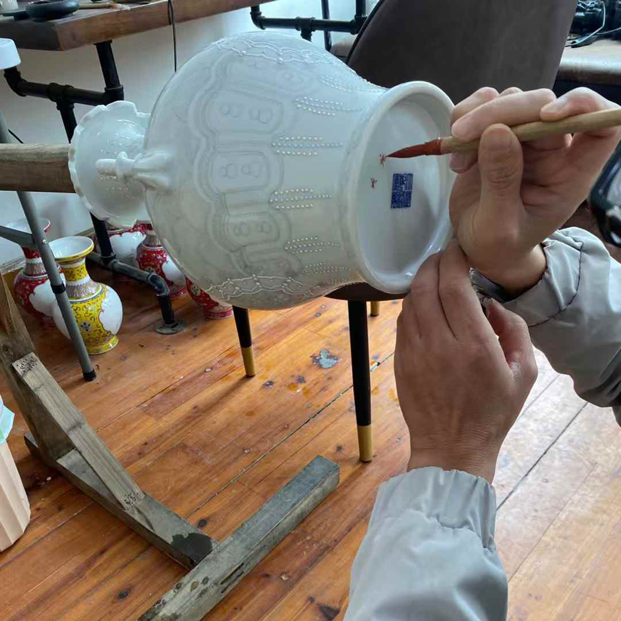 Hand-Painted Cloud Dragon Porcelain Plate