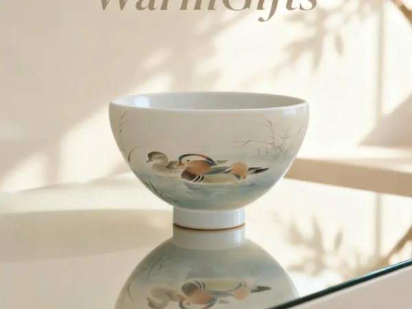 Mandarin Duck Playing in Water Heart-Shaped Cup, Jingdezhen Hand-Painted