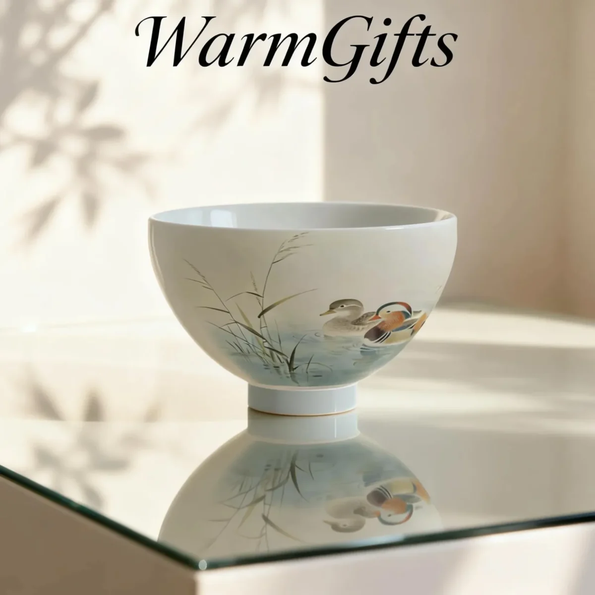 Cb01_Yy01-2 Mandarin Duck Playing in Water Heart-Shaped Cup, Jingdezhen Hand-Painted