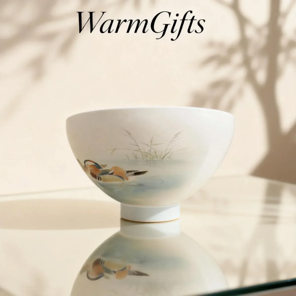 Cb01_Yy01-3 Mandarin Duck Playing in Water Heart-Shaped Cup, Jingdezhen Hand-Painted