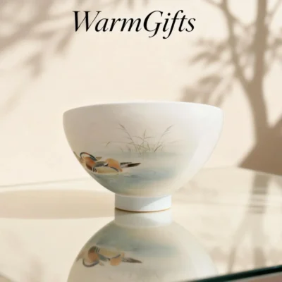 Cb01_Yy01-3 Mandarin Duck Playing in Water Heart-Shaped Cup, Jingdezhen Hand-Painted