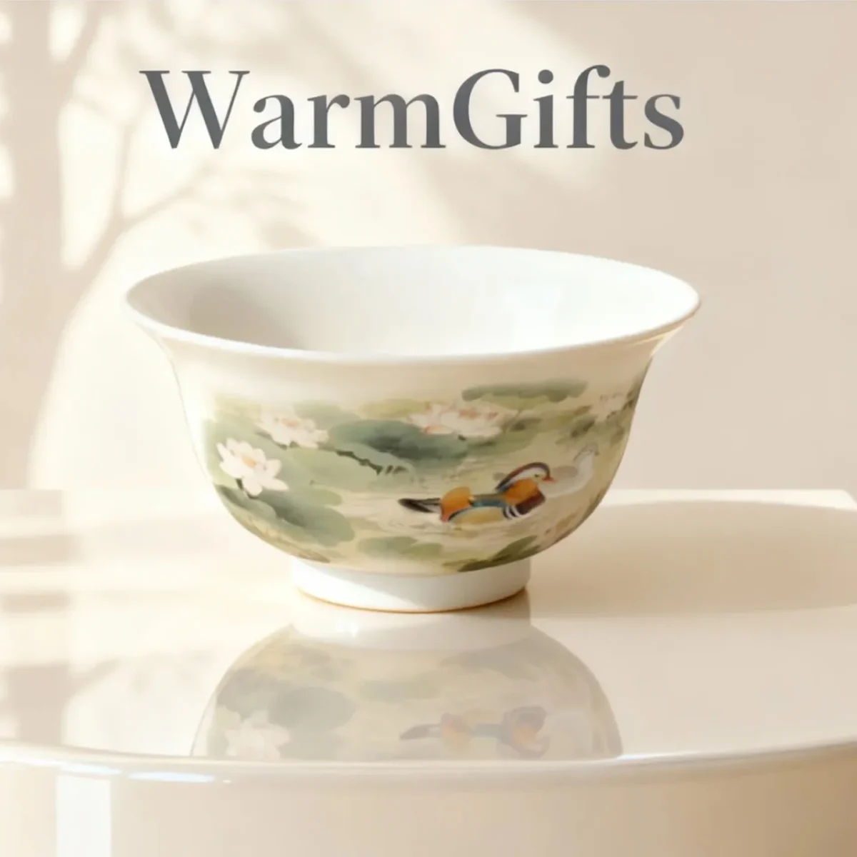 Cb02_Yy02-5 Hand-Painted Mandarin Duck and Lotus Pond Teacup - Hand-Held Cup