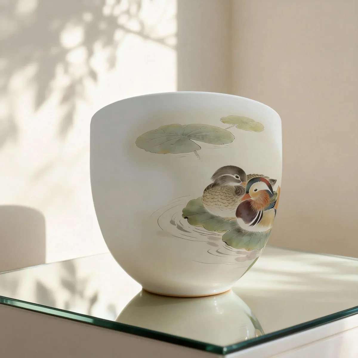 Cb03_Yy03_3 Jingdezhen Hand-Painted Mandarin Duck Love Story Teacup