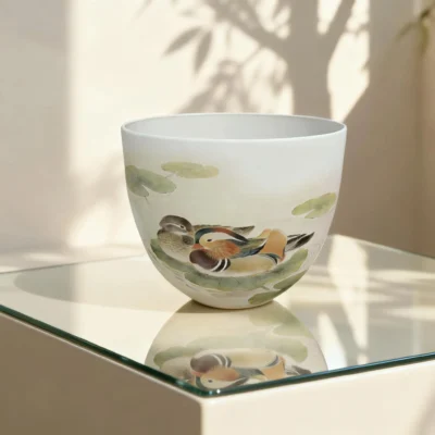 Cb03_Yy03_4 Jingdezhen Hand-Painted Mandarin Duck Love Story Teacup