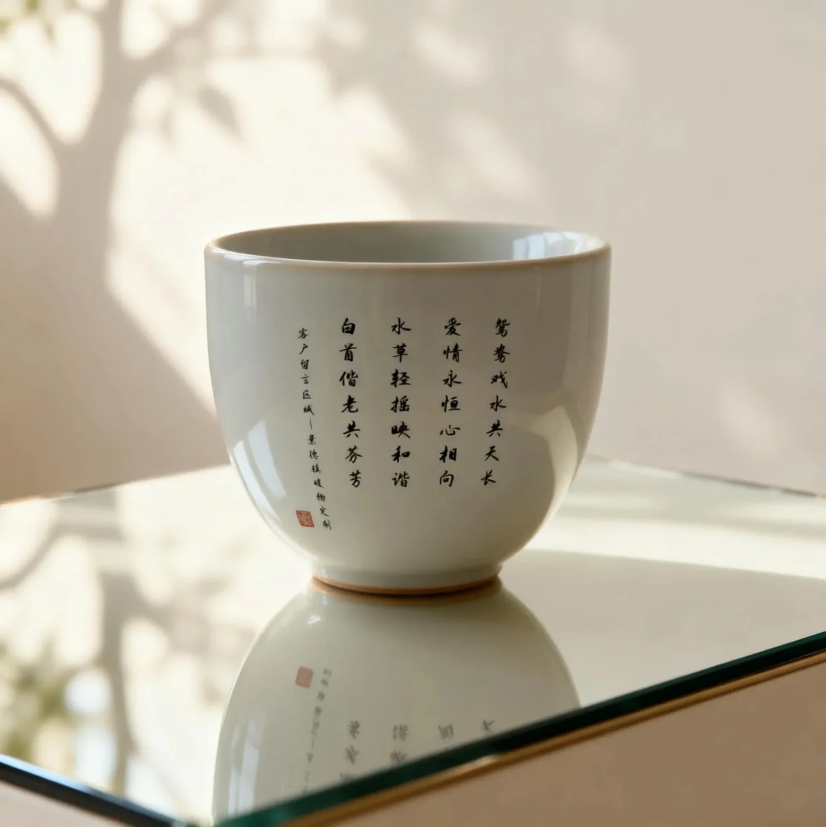 Cb03_Yy03_6 Jingdezhen Hand-Painted Mandarin Duck Love Story Teacup