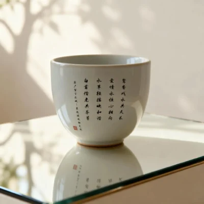 Cb03_Yy03_6 Jingdezhen Hand-Painted Mandarin Duck Love Story Teacup